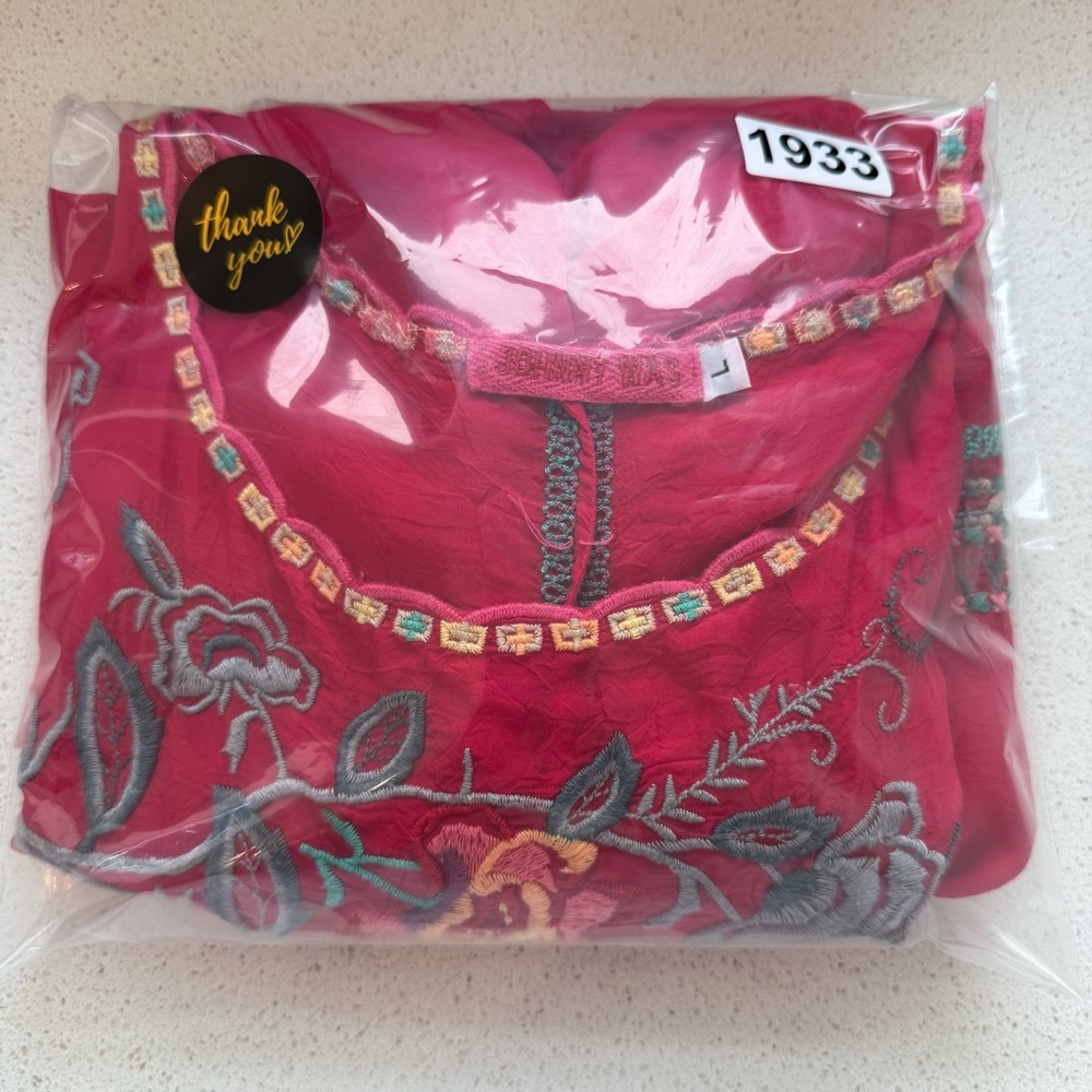 Johnny Was Red Floral Embroidered Top - Picture 5 of 5